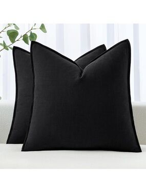 MIULEE Decorative Linen Euro Sham Pillow Covers 24x24 (2)-1066/bb8-1